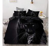 TARIZPPG Couette Parure De Lit avec Animal Noir panthère Housse de Couette et Taie Garçon Les Jeunes Parure de lit Simple Double King 220cm x 240cm