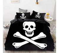 TARIZPPG Couette Parure De Lit avec Crâne Drapeau Pirate Housse de Couette et Taie Garçon Les Jeunes Parure de lit Simple Double King 220cm x 240cm