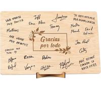 Tarjeta De Agradecimiento Madera. Regalo Libro Tarjeta De Firmas Gracias Por Todo Hombre O Mujer Profesores Maestras Amigas Compañeros Trabajo Cumpleaños (Gracias)