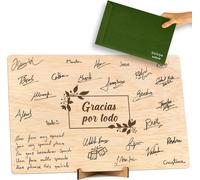 Tarjeta De Agradecimiento Madera. Regalo Libro Tarjeta De Firmas Gracias Por Todo Hombre O Mujer Profesores Maestras Amigas Compañeros Trabajo Cumpleaños (Gracias)
