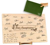 Tarjeta De Cumpleaños En Madera. Regalo Libro De Firmas Cumpleaños Hombre O Mujer Amigos Compañeros Trabajo (Feliz Cumpleaños)