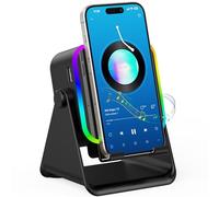 TARKARI Haut-parleur sans fil à induction, haut-parleur Bluetooth | Charge d'urgence filaire, support de téléphone portable réglable, lumière d'ambiance LED, compatible avec iPhone et Android