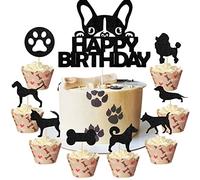 Tarklanda 25 Pièces Decoration Gateau Chien Cake Topper Chien Gâteau Toppers Chien Décorations Gâteau Chien Anniversaire Fournitures De Fête d'anniversaire de Enfants Filles Garçons