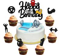 Tarklanda 25 Pièces Decoration Gateau Fitness Toppers Gâteau Gymnase Fitness Thème Décorations Gâteau Cupcake Toppers Kettlebell Haltère Energy Bottle Party Decor Fournitures Hommes Femmes Garçons