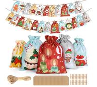 Tarklanda Calendrier de l'avent à Remplir 2025, Calendrier de l'Avent 24 Sachets en Tissu, Cadeau Decoration Noel pour Enfant