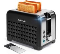 Tarlor Swoden Toaster - Crusty, Grille-pain 2 fentes larges, 7 niveaux de dorage, 3 fonctions avec lumière LED, décongélation et réchauffe-viennoiseries, Tiroir à miettes, Rangement de câbles, nox