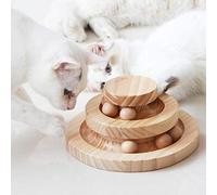 Tarnel Jouet interactif pour Chat en Bois Double pli Rotatif Smart Track Ball rôle à Bascule Cadeaux Plateau tournant pour Chats