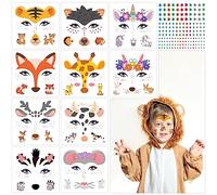 TAROME 10pcs animaux tatoue temporaire tatouages temporaires pour les enfants affichez des animaux tatouage pour Visage Maquillage Enfant Carnaval Mascarade Déguisement Anniversaire Ephémères