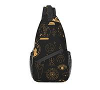 Tarot Astrologie Or Noir Sorcière Sac bandoulière, Sac à bandoulière décontracté pour Homme et Femme