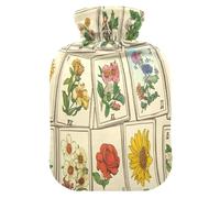 Tarot Bouillotte Vintage Beige avec Housse Souple Sac à Eau Chaude 2L pour Soulager la Douleur du Cou et des Épaules Soulagement des Douleurs du Cou et des Épaules