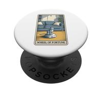 Tarot Card Wheel of Fortune Cat on Robot Aspirateur Chat PopSockets PopGrip Adhésif