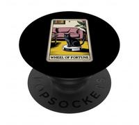 Tarot Card Wheel of Fortune Cat on Robot Aspirateur Chat PopSockets PopGrip Adhésif