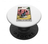Tarot Card Wheel of Fortune Cat on Robot Aspirateur Chat PopSockets PopGrip Adhésif