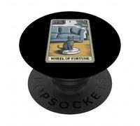 Tarot Card Wheel of Fortune Cat on Robot Aspirateur Chat PopSockets PopGrip Adhésif