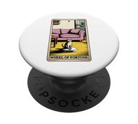Tarot Card Wheel of Fortune Cat on Robot Aspirateur Chat PopSockets PopGrip Adhésif