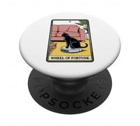 Tarot Card Wheel of Fortune Cat on Robot Aspirateur Chat PopSockets PopGrip Adhésif