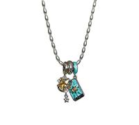 Tarot carte pendentif collier coloré émail soleil, lune et étoiles collier en acier inoxydable carré symbolique colliers meilleurs cadeaux pour anniversaire anniversaire rétro
