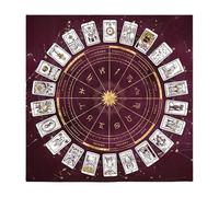 Tarot Cloth, Divination Cards Mat, Soft Flannel Fabric & Square Altars Pad Horoscope Board Style, Reading Card Clothes for Oracle Deck & Altar Setup, Color Purple Red Or Light Green
