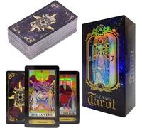 Tarot Divinatoire 78 Pièces Tarot Deck,Tarot De Marseille,Cartes De Tarot,Tarot Divinatoire Du Destin,Pour Les Débutants Guide Livre Holographique Brillant Brillant