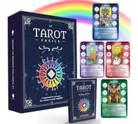 Tarot Divinatoire - Le Tarot Facile - 78 Cartes + Livret +200 Pages - Apprenez à Lire Les Arcanes Facilement et de façon ludique ! Idéal Débutants - Cartes Grande Taille : 12,6 cm x 8,9 cm