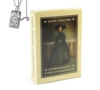 Tarot Folklorique Slave - Jeu de Poche pour débutants avec Collier - Design enchanteur, Facile à Utiliser