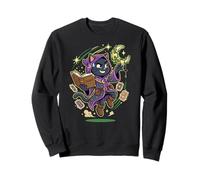 Tarot Fortune Teller Crescent Black Cat Moon Key Sweatshirt