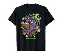 Tarot Fortune Teller Crescent Black Cat Moon Key T-Shirt