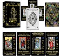 Tarot Holographique Pour Débutants Avec Des Significations Version Anglaise,Avec Guide,Mots-Clés,Élément,Planète,Zodiaque,Chakra,Oui Ou Non,Tonalité Musicale,Numérologie