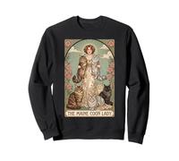 Tarot La Dame Maine Coon Art Nouveau Amoureux de Chats Sweatshirt