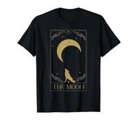Tarot Lune Loup Croissant Céleste Gothique Animal Art T-Shirt Graphique avec Valeur