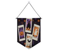 Tarot mystérieux violet pour Halloween - Bannière à suspendre avec tige télescopique - Bannières de fête pour le bureau, l'école, la salle de classe, le dortoir, la maison