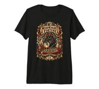 Tarot Noir de Minuit avec Chat et Symboles Occultes T-Shirt Haut de Gamme