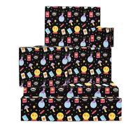 Tarot Papier Cadeau - 6 Feuilles Of Noir With Cristaux, Cartes & Stars Anniversaire Wraps Pour Amis, Teens Adultes Noël Holidays, Halloween, Mystic-themed Parties By Central 23