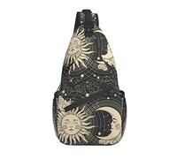 Tarot Soleil Lune Sorcière Astrologie Nuit Psychédélique Sac bandoulière, Sac à bandoulière décontracté pour Homme et Femme