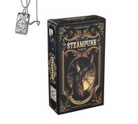 Tarot Steampunk - Jeu de Poche pour débutants avec Collier - Design Unique, Facile à Utiliser
