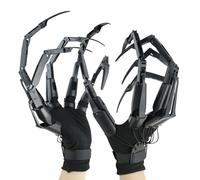 Tarotoo Halloween Extensions de doigts articulés avec gant de protection, longs doigts avec des ongles, griffe de doigt avec des gants, effrayant et Flexible squelette griffes mains