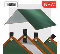 Tarp de Camping Imperméable Ultraléger 5x3m 4x3m 3x3m 4x4m Abri Solaire Tente Canopée de Jardin Pare-Soleil Plage Randonnée Voyage Pique-nique Green Tarp Set