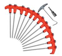 Tarp Ground Stakes, Tent Nails, Fluorescent Hexagonal Screw Thread Pins Set, Secure Support for Canopy, Landscaping, Fence, Artificial Turf, Garden Netting, Heavy Duty Anchors, 25x21x7cm
