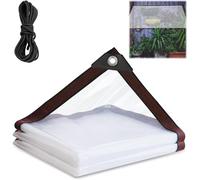 Tarpaulin with Rope 5 m 1x2 Transparent Tarpaulin with Eyelets in PP Cover for Mobil-Home Pond Pool Wood Tarpaulin Pickup Hedge Copri Stendino da Esterno for Barnum Terrace Mobile Home
