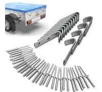 Tarpofix® Anneau arrimage, Crochet remorque Rivets INCL. 50x13x2,5mm (20 pcs) - Anneaux arrimage durables en Acier galvanisé - Anneau d'arrimage pour ridelles de remorque