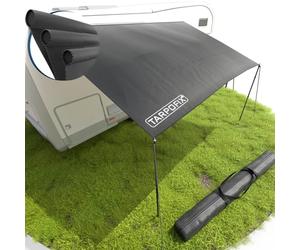 Tarpofix® Auvent Fourgon 3 x 2,4 m | Store Banne Camping-car Déperlant avec Rail Keder | Protection Solaire, Solette & UV 60+ | Auvent Caravane Résistante avec Mâts en Aluminium pour Camping-car & Van