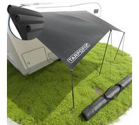 Tarpofix® Auvent Voiture 4 x 2,4 m | Store Banne Camping-Car Déperlant avec Rail Keder | Protection Solaire, Solette & UV 60+ | Auvent Fourgon Résistante avec Mâts en Aluminium pour Camping-Car & Van