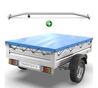 Tarpofix® Bâche pour remorque Plate 257,5 x 134,5 x 8 cm + 1x Arceau de bâche (réglable 100-145 cm) - Bache remorque PVC - Bâche de Couverture pour diverses remorques de Voitures de 750kg & 1000kg