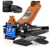 Tarpofix® Cric Hydraulique 3 tonnes (Hauteur de Levage 85-475mm) | Crique Hydraulique Auto 3t avec Double Vérin | Cric Voiture Extra Plat pour SUV & Véhicules Surbaissés | Crique Rouleur Professionnel