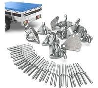 Tarpofix® Crochet arrimageà trois trous rivets incl. pour bâche de remorque & filet de remorque (10 pcs) | Accessoire pour remorque à trois trous en fonte galvanisée - anneau d'arrimage à trois trous