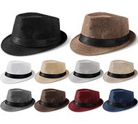 Tarpop Lot de 10 Chapeaux Fedora Classiques pour Homme et Femme avec Bord Unisexe, Couleurs mélangées