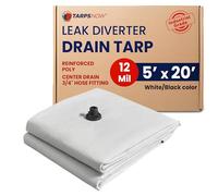 Tarps Now Bâche de dérivation de fuite de 1,5 x 6,1 m et inverseur de pluie de toit en polyéthylène renforcé de 12 mm avec bride de drainage - Pour fuites d'urgence - Coins en D - Se connecte à un
