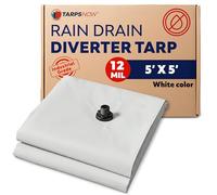 Tarps Now Bâche de drainage anti-fuite de plafond avec bride de drainage et anneau en D - Attrape-pluie de toit - Bâche imperméable - Facile à suspendre et réutilisable, blanc (1,5 x 1,5 m)