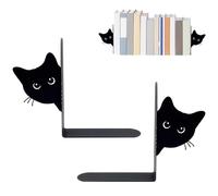Tarqite 2 Serre-Livres en métal, Serre-Livres Chat caché, serrelivres Noir, serrelivres Chat créatif pour Bureau, école, bibliothèque, librairie