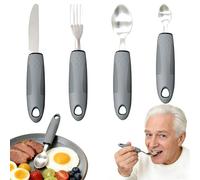 Tarqite Set de 4 couverts Parkinson, couvertsergonomiques pour seniors avec manches épaissis, couvert adaptatifs, couverts thérapeutiques antidérapants pour personnes handicapées, arthrite, Parkinson